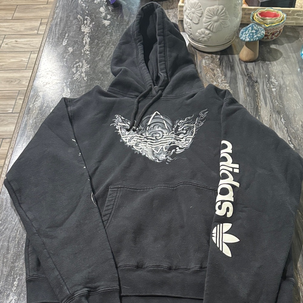 Adidas Black Hoodie with Graphic Design
